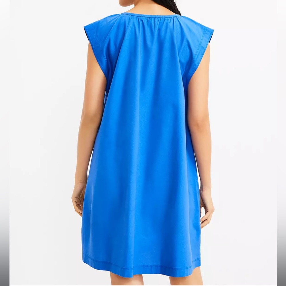 Loft Flutter Sleeve Split Neck Swing Dress Size L… - image 2